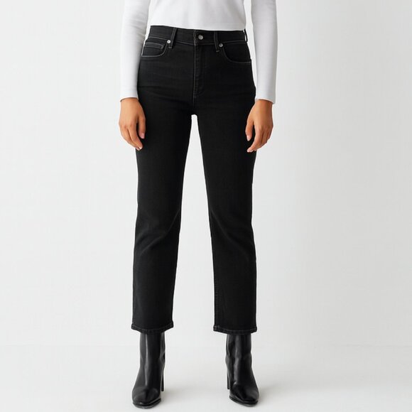 AMO Kate Mid Rise Slim Jeans Women’s Size 31 Black Magic Stretch Ankle Denim - Picture 1 of 13